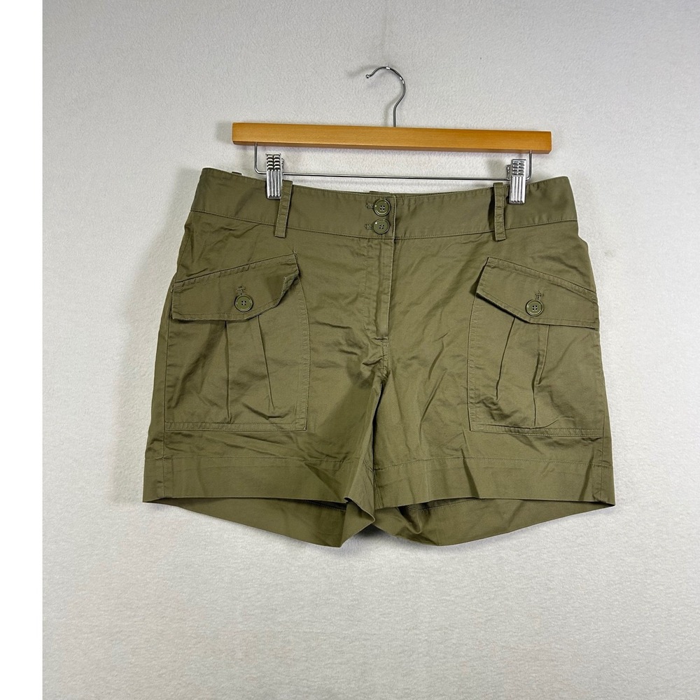 Talbots Cargo Shorts Womens 6 Olive Green Utility Cotton Stretch 4 Inseam‎